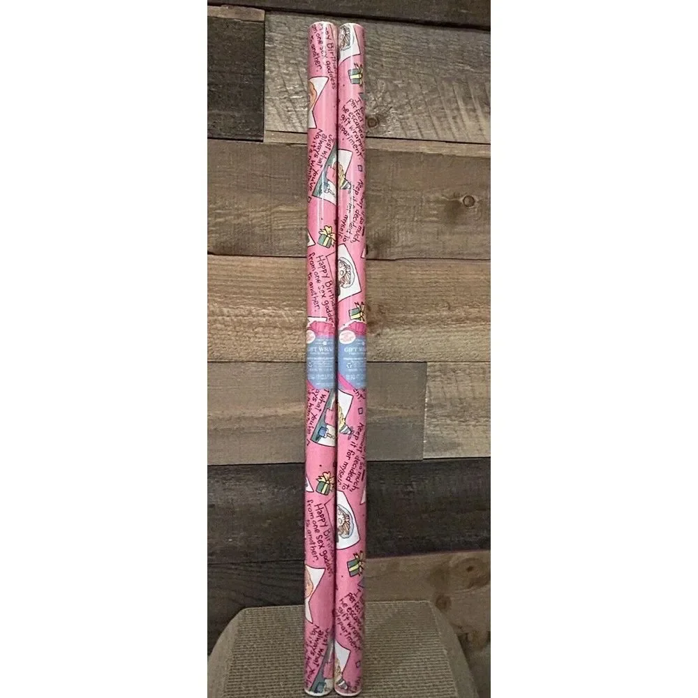 American Greetings Forget Me Not Two‎ Gift Wrap VTG Happy Birthday Sex Goddess